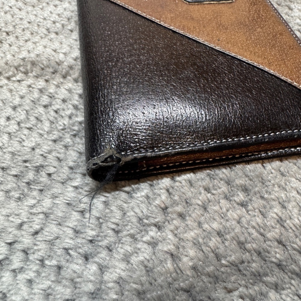 Vintage Gucci Accessory Collection Leather Long Wallet Brown Black Bifold - Picture 12 of 15